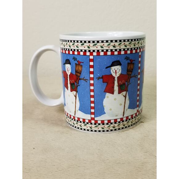 Oneida Sakura Snowman Coffee Mug 2001 Tea Cup 11oz Debbie Mumm 3 1/2" x3 - Picture 7 of 11